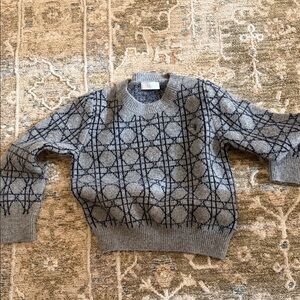 Dior Kid's Gray Geometric Crewneck Sweater